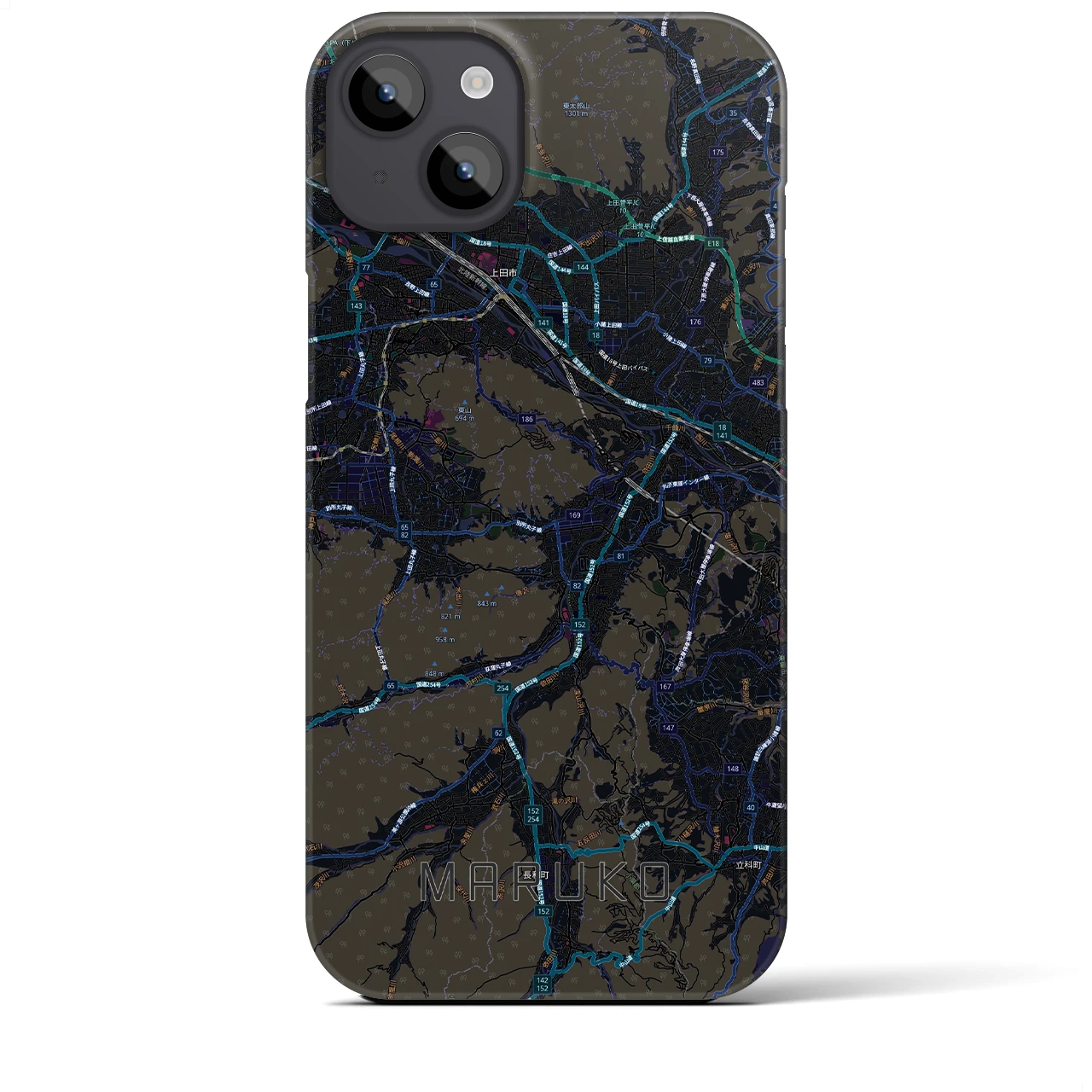 【丸子(長野県)】地図柄iPhoneケース(バックカバータイプ)