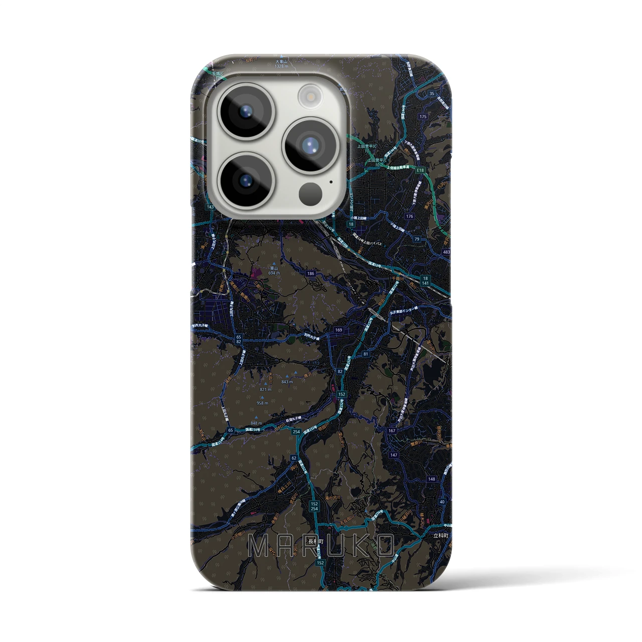 【丸子(長野県)】地図柄iPhoneケース(バックカバータイプ)