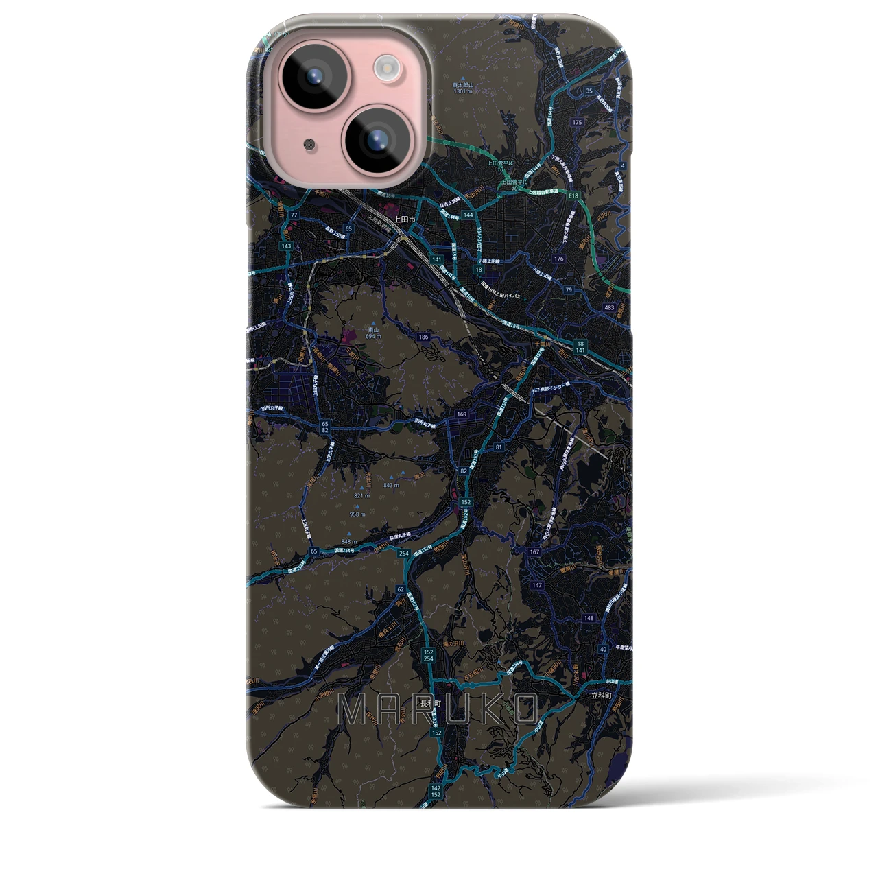 【丸子(長野県)】地図柄iPhoneケース(バックカバータイプ)