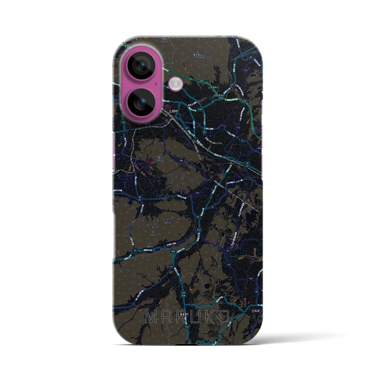 【丸子(長野県)】地図柄iPhoneケース(バックカバータイプ)