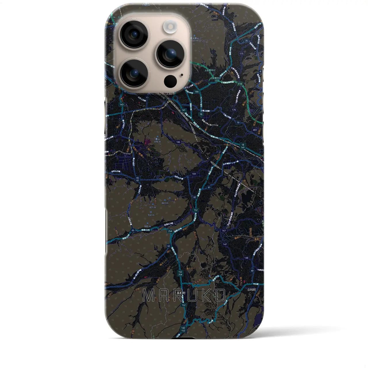 【丸子(長野県)】地図柄iPhoneケース(バックカバータイプ)