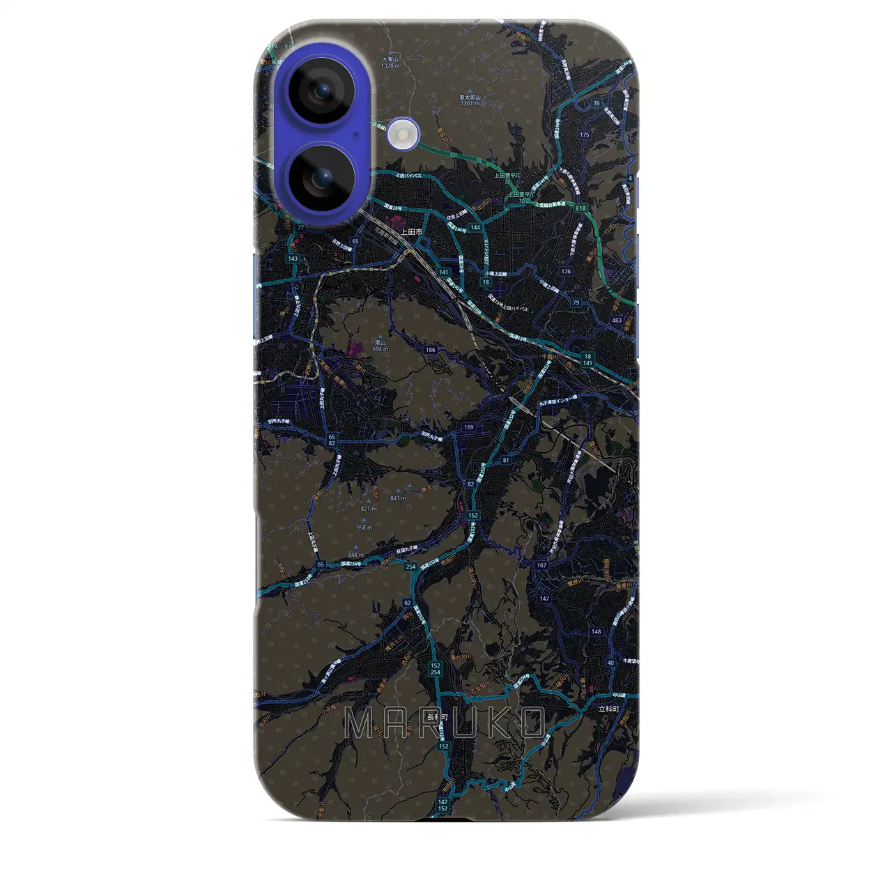 【丸子(長野県)】地図柄iPhoneケース(バックカバータイプ)