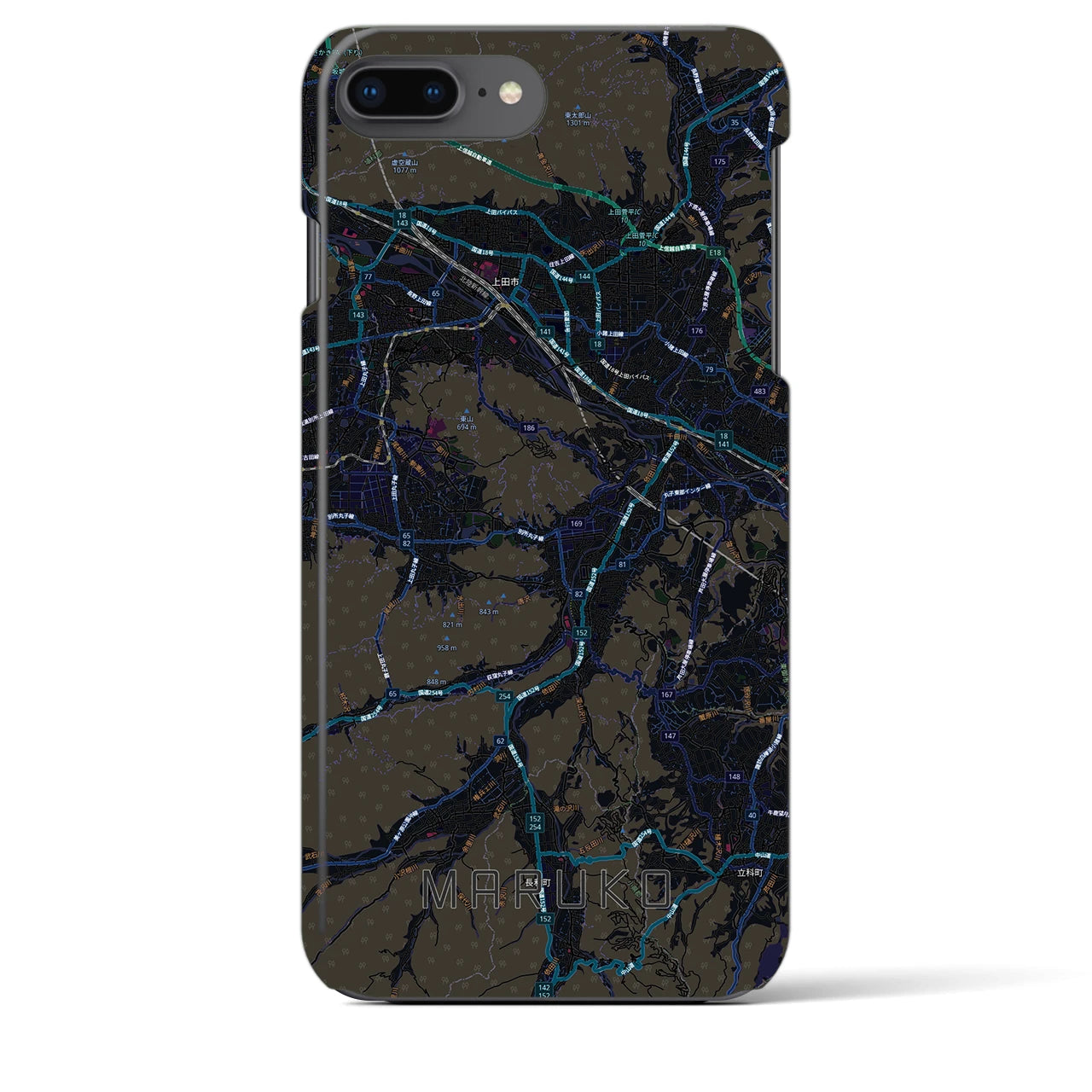 【丸子(長野県)】地図柄iPhoneケース(バックカバータイプ)