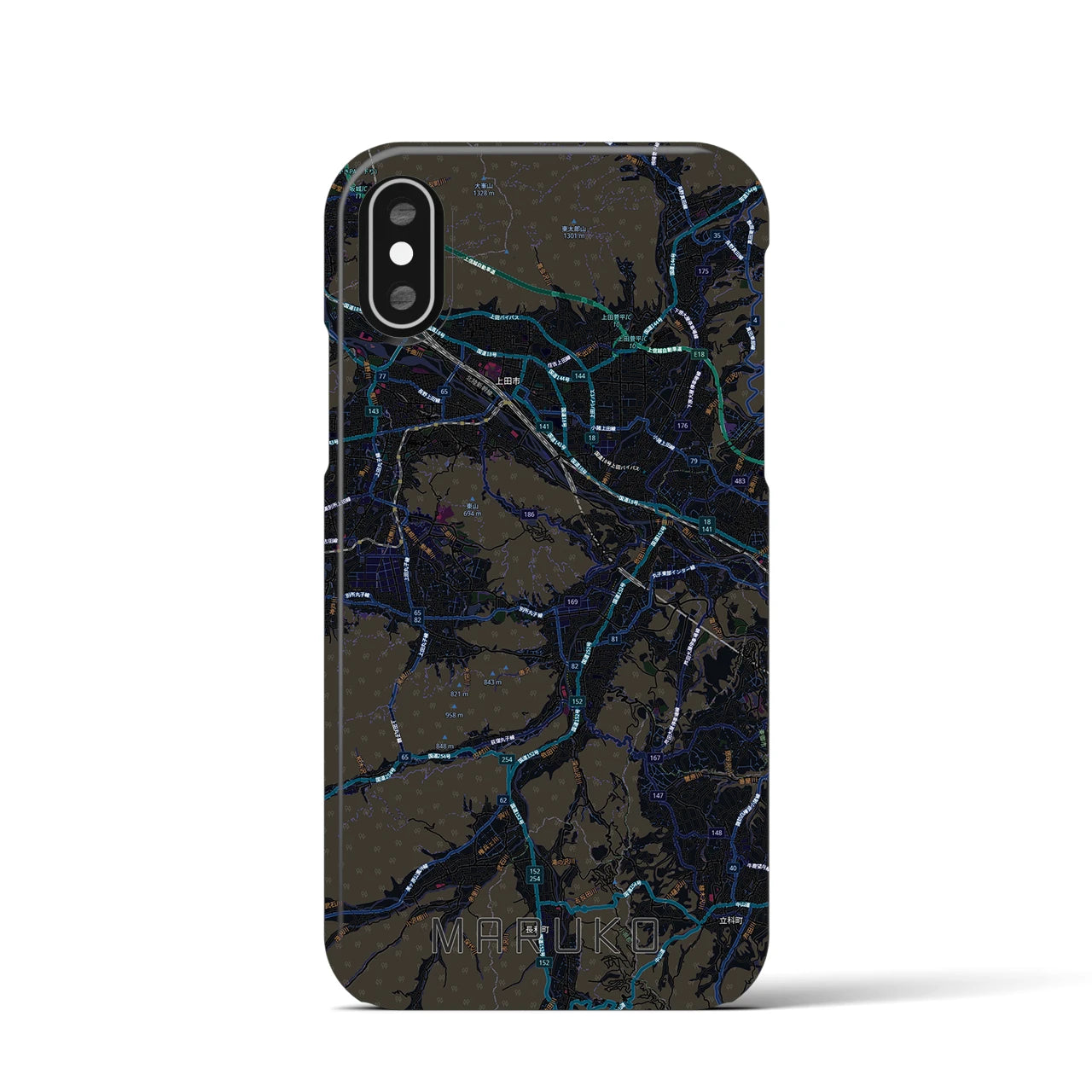 【丸子(長野県)】地図柄iPhoneケース(バックカバータイプ)