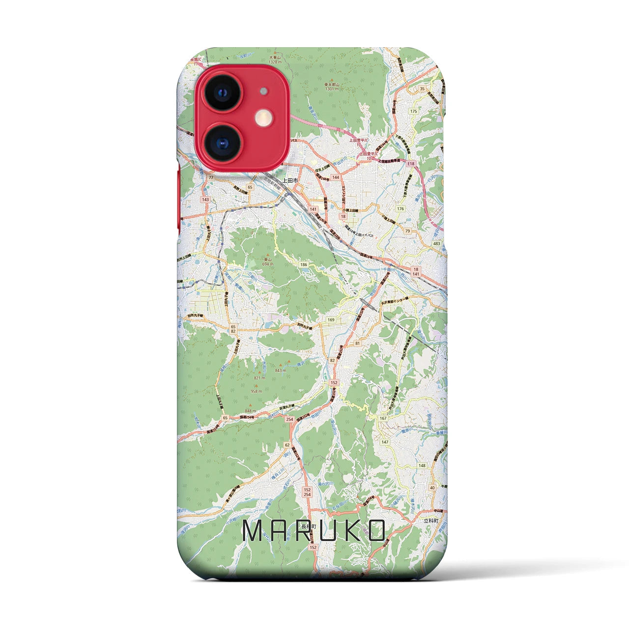 【丸子(長野県)】地図柄iPhoneケース(バックカバータイプ)