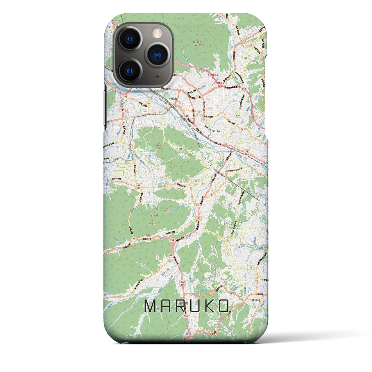 【丸子(長野県)】地図柄iPhoneケース(バックカバータイプ)