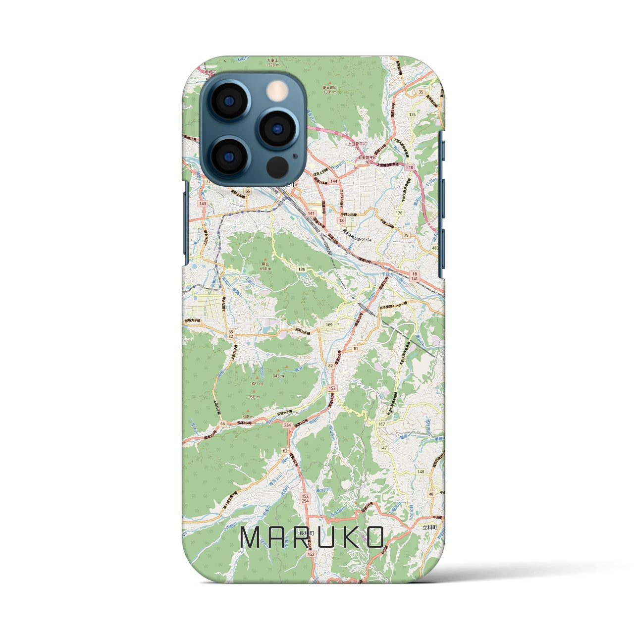 【丸子(長野県)】地図柄iPhoneケース(バックカバータイプ)