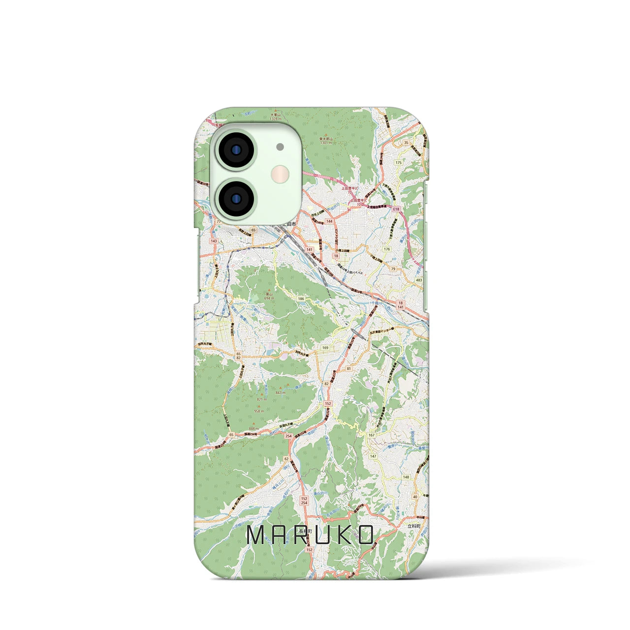 【丸子(長野県)】地図柄iPhoneケース(バックカバータイプ)