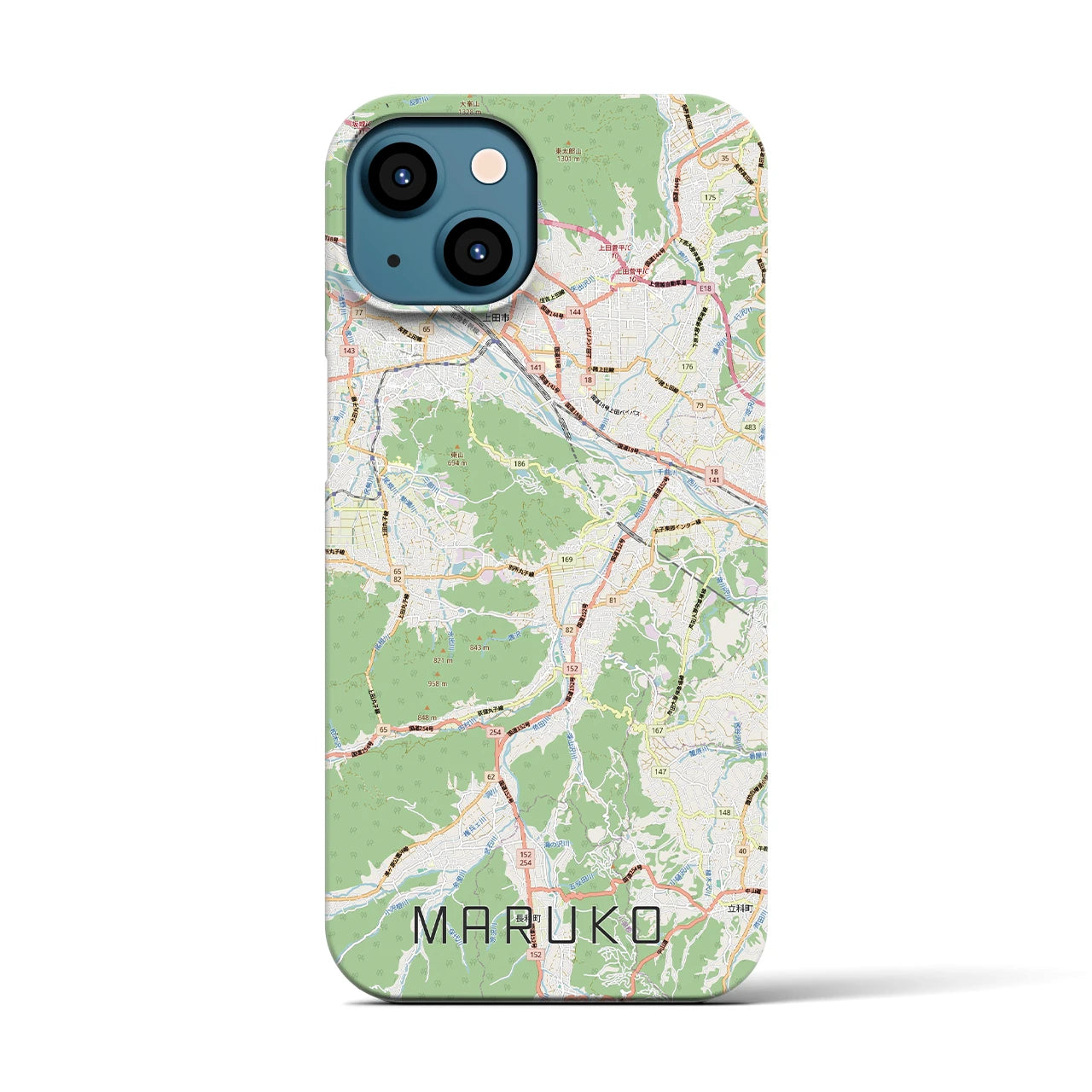 【丸子(長野県)】地図柄iPhoneケース(バックカバータイプ)