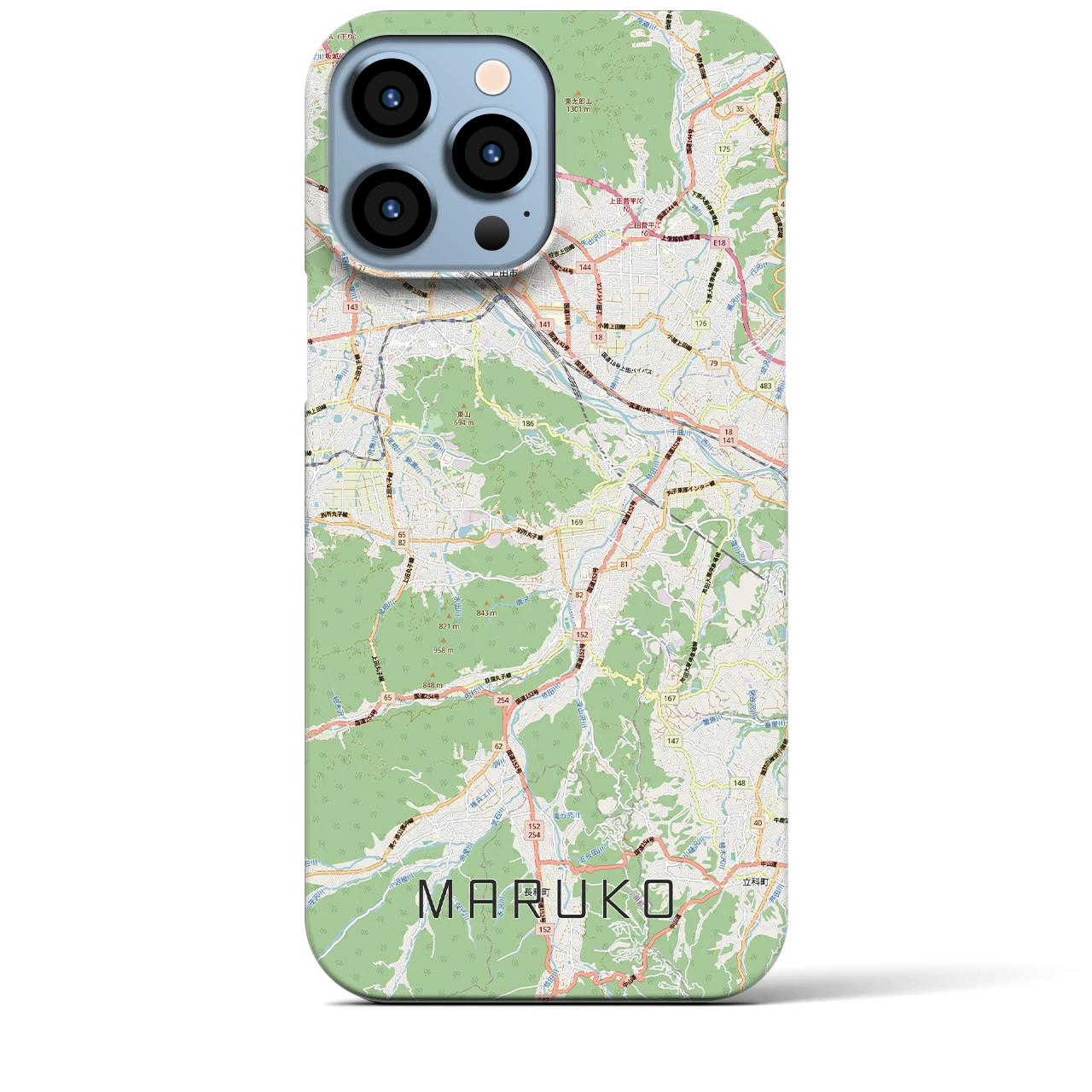 【丸子(長野県)】地図柄iPhoneケース(バックカバータイプ)