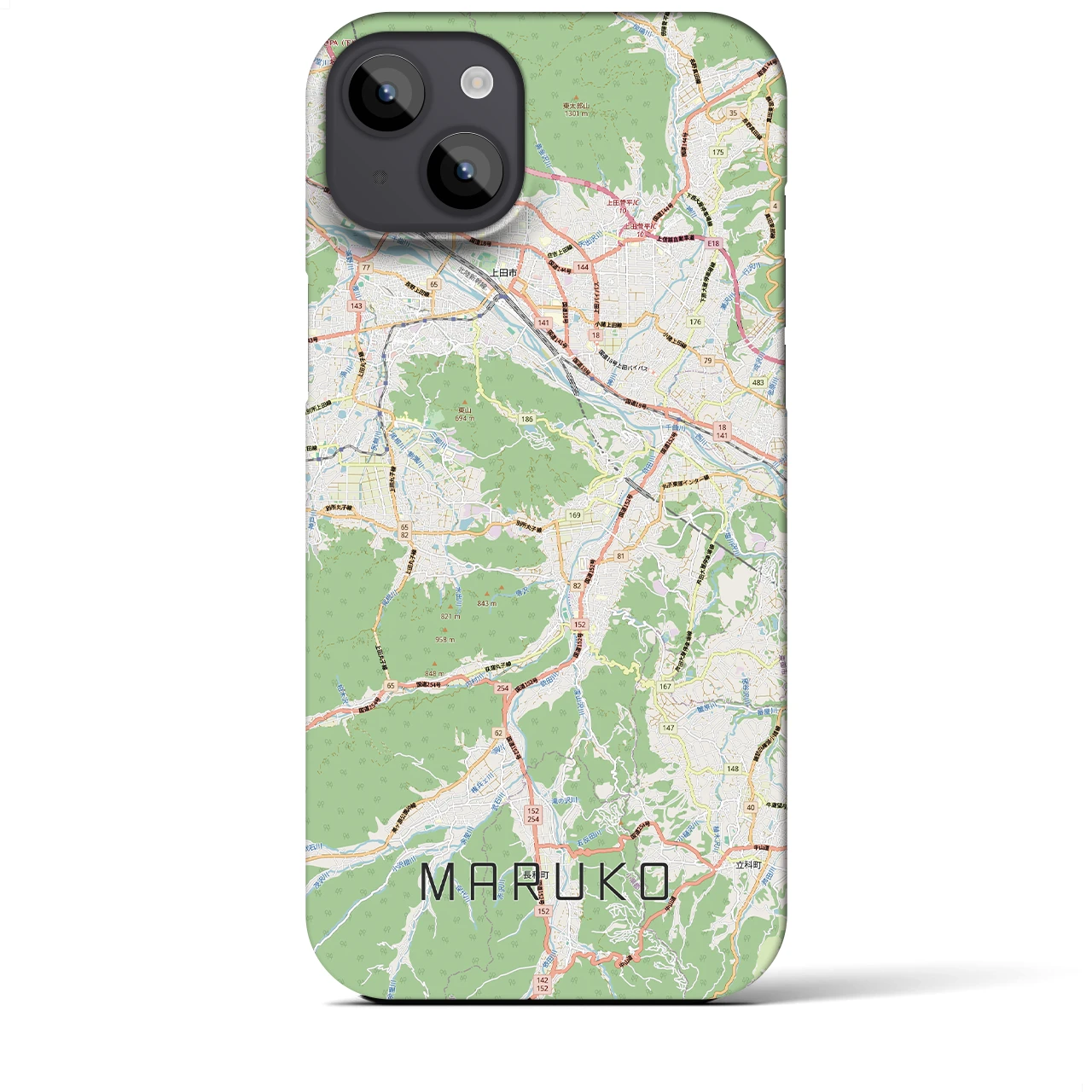 【丸子(長野県)】地図柄iPhoneケース(バックカバータイプ)