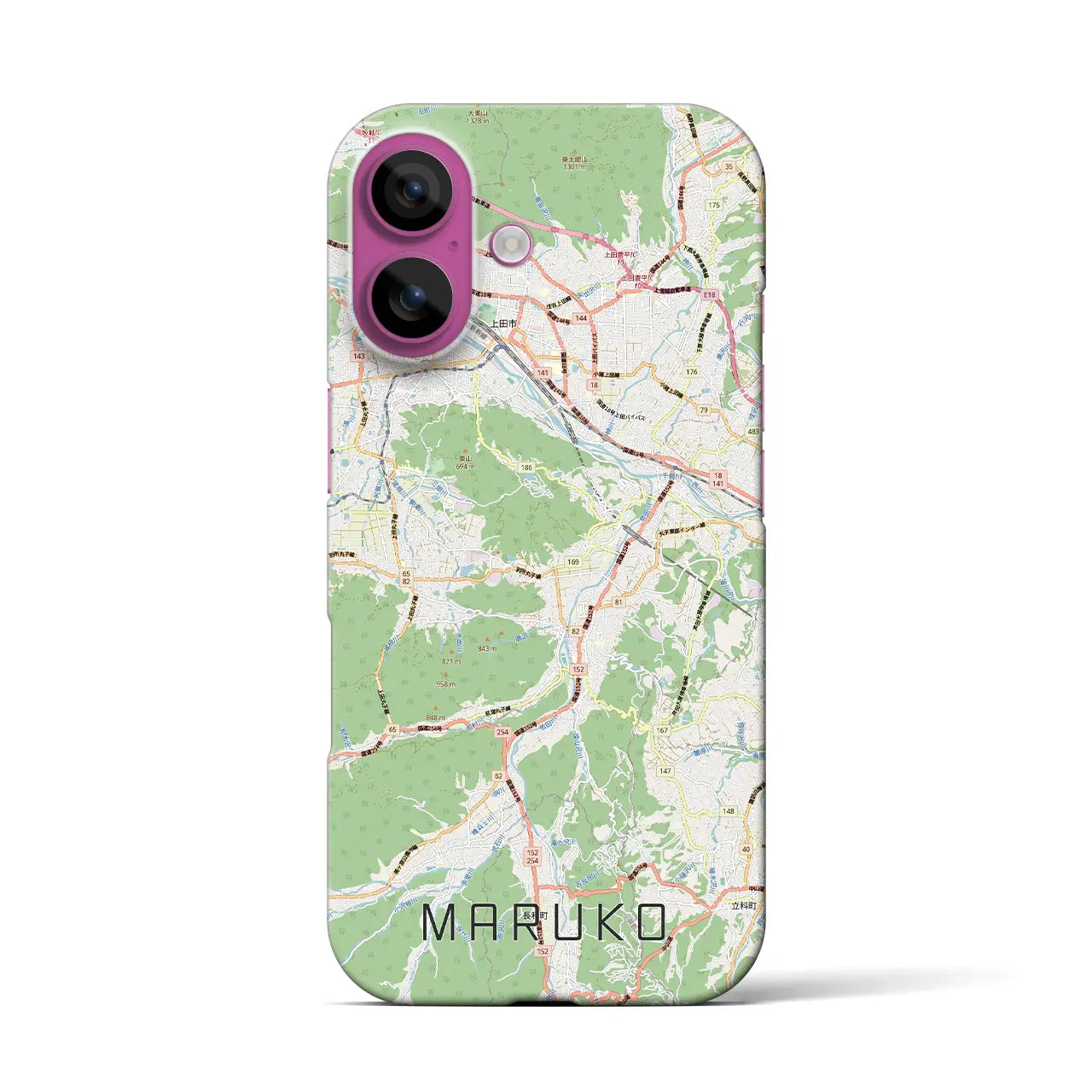 【丸子(長野県)】地図柄iPhoneケース(バックカバータイプ)