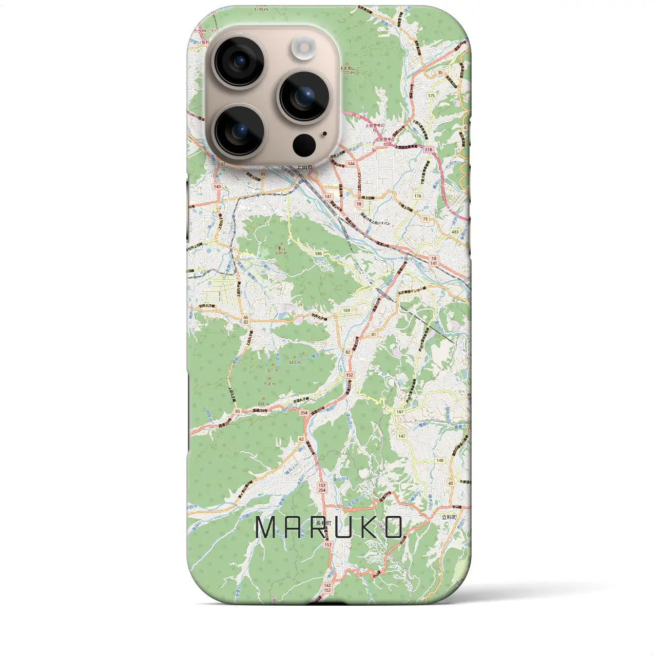 【丸子(長野県)】地図柄iPhoneケース(バックカバータイプ)