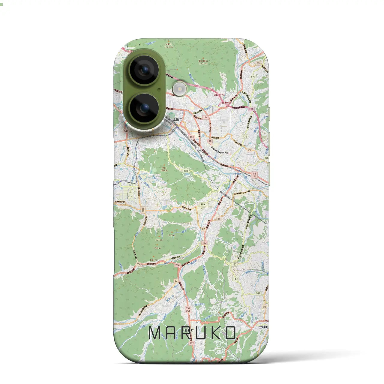 【丸子(長野県)】地図柄iPhoneケース(バックカバータイプ)