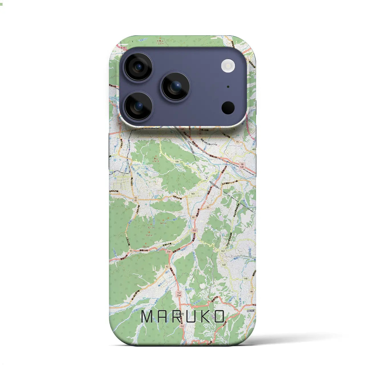 【丸子(長野県)】地図柄iPhoneケース(バックカバータイプ)