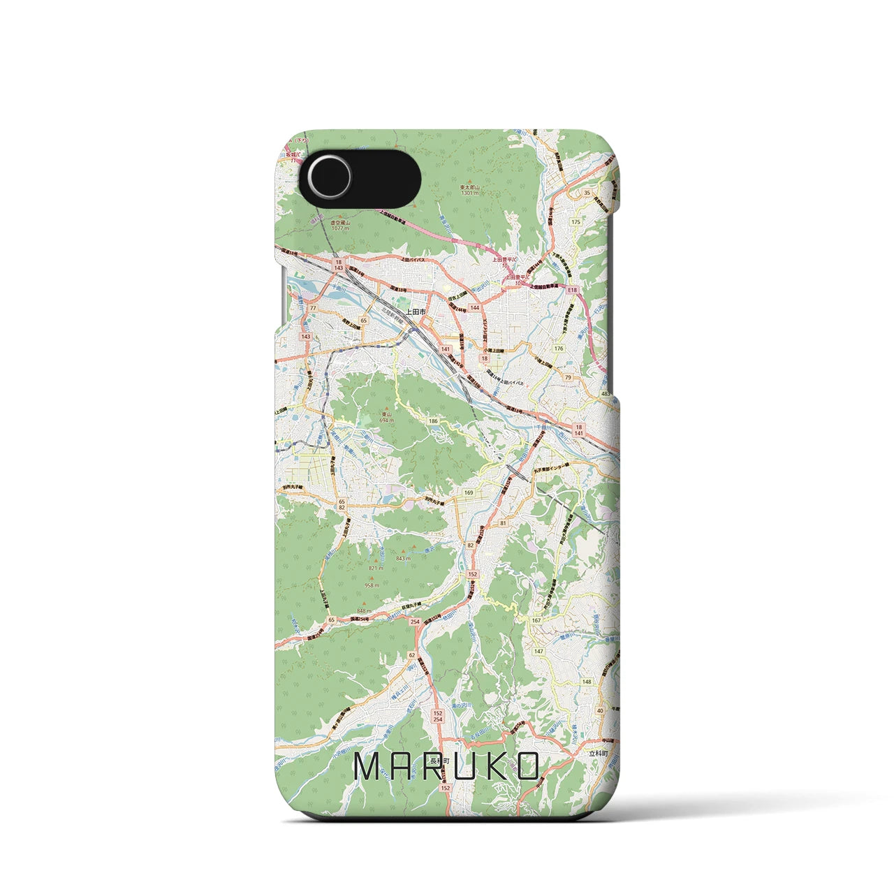 【丸子(長野県)】地図柄iPhoneケース(バックカバータイプ)