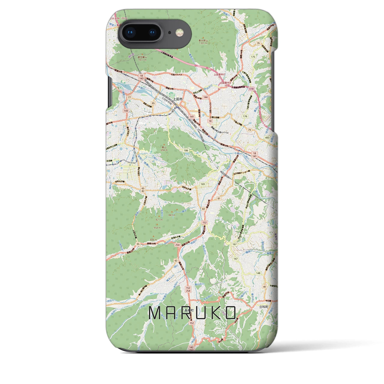 【丸子(長野県)】地図柄iPhoneケース(バックカバータイプ)