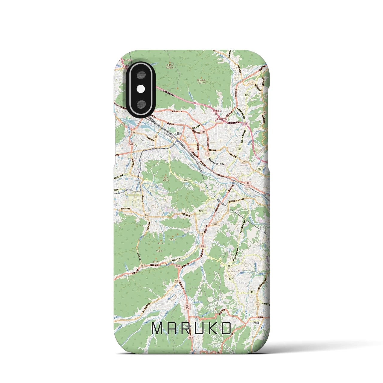 【丸子(長野県)】地図柄iPhoneケース(バックカバータイプ)