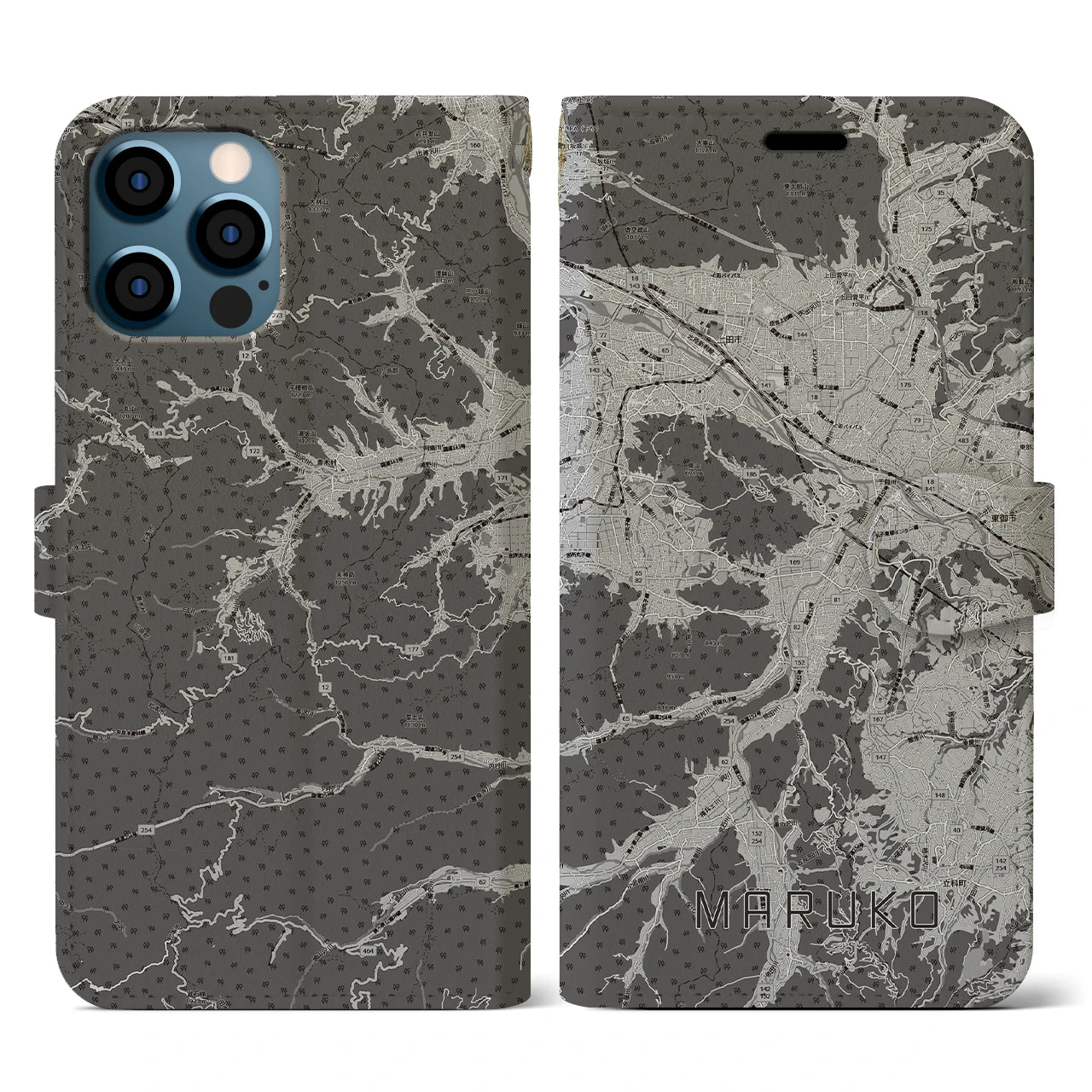 【丸子(長野県)】地図柄iPhoneケース(手帳タイプ)