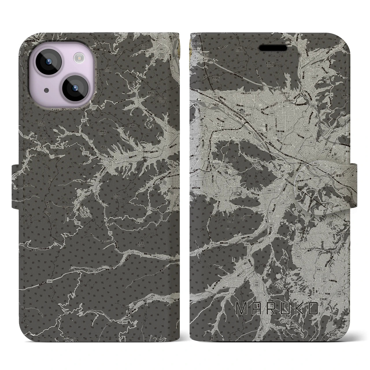 【丸子(長野県)】地図柄iPhoneケース(手帳タイプ)