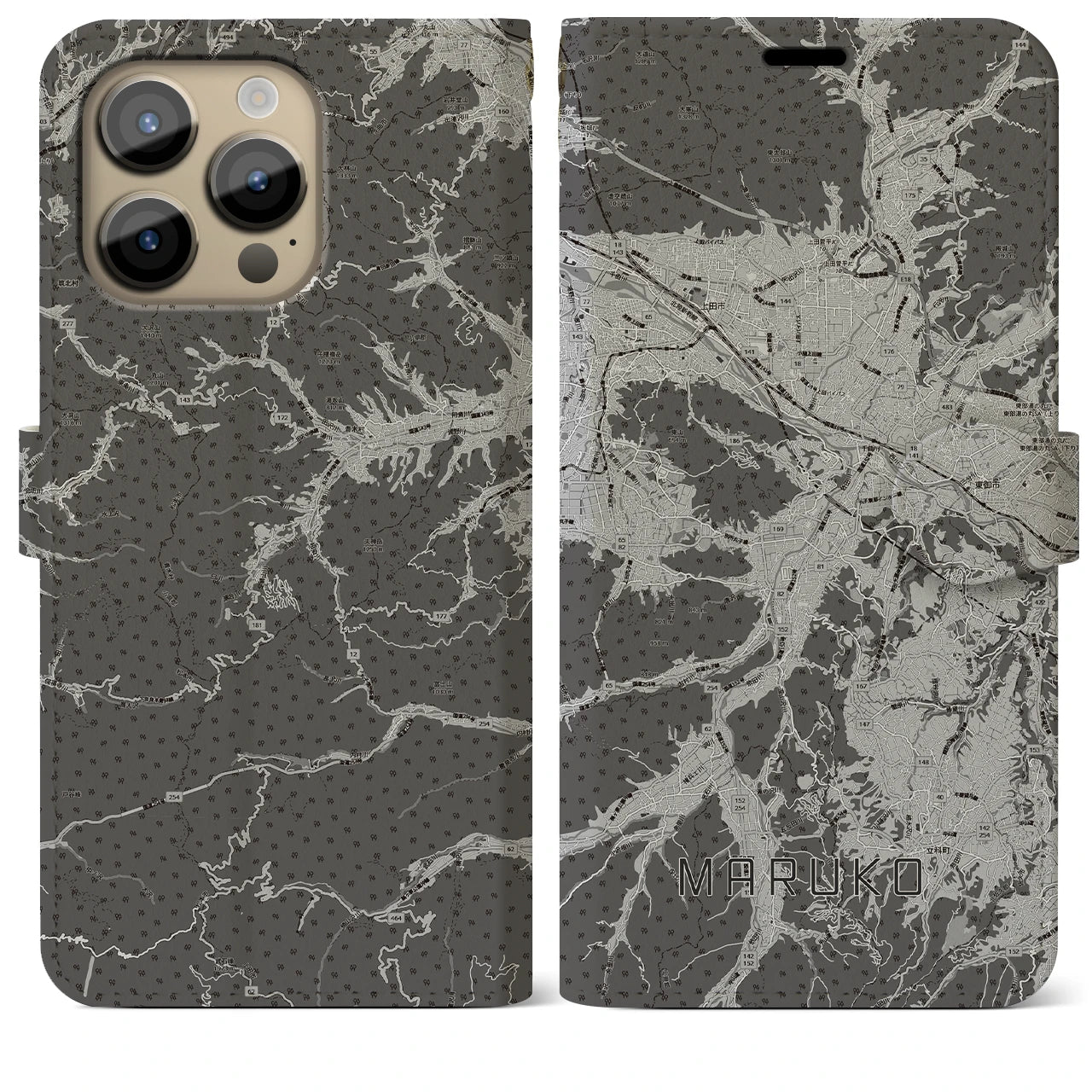 【丸子(長野県)】地図柄iPhoneケース(手帳タイプ)