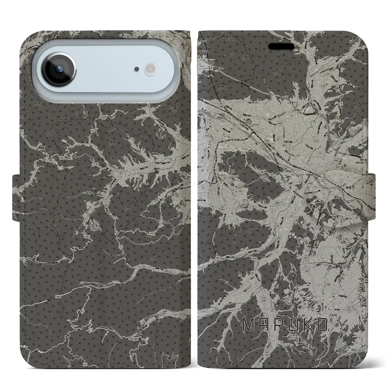 【丸子(長野県)】地図柄iPhoneケース(手帳タイプ)