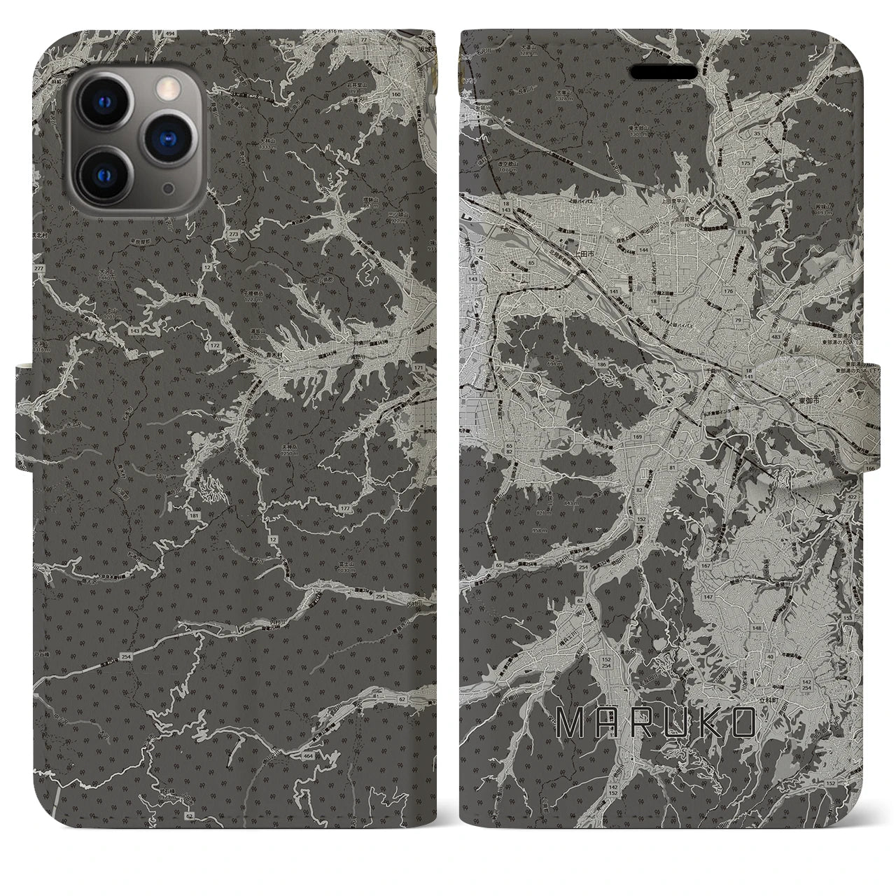 【丸子(長野県)】地図柄iPhoneケース(手帳タイプ)