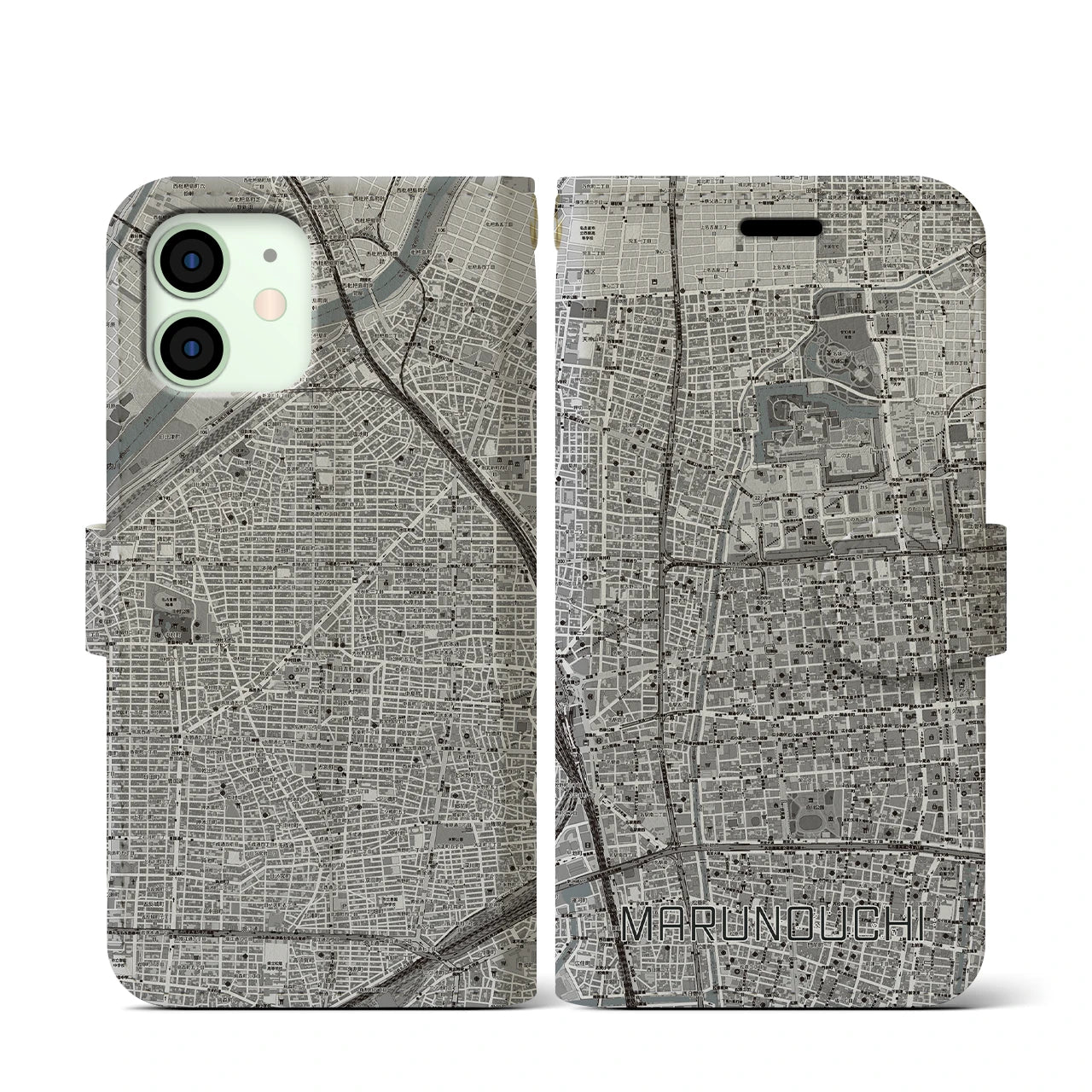 【丸の内(愛知県)】地図柄iPhoneケース(手帳タイプ)