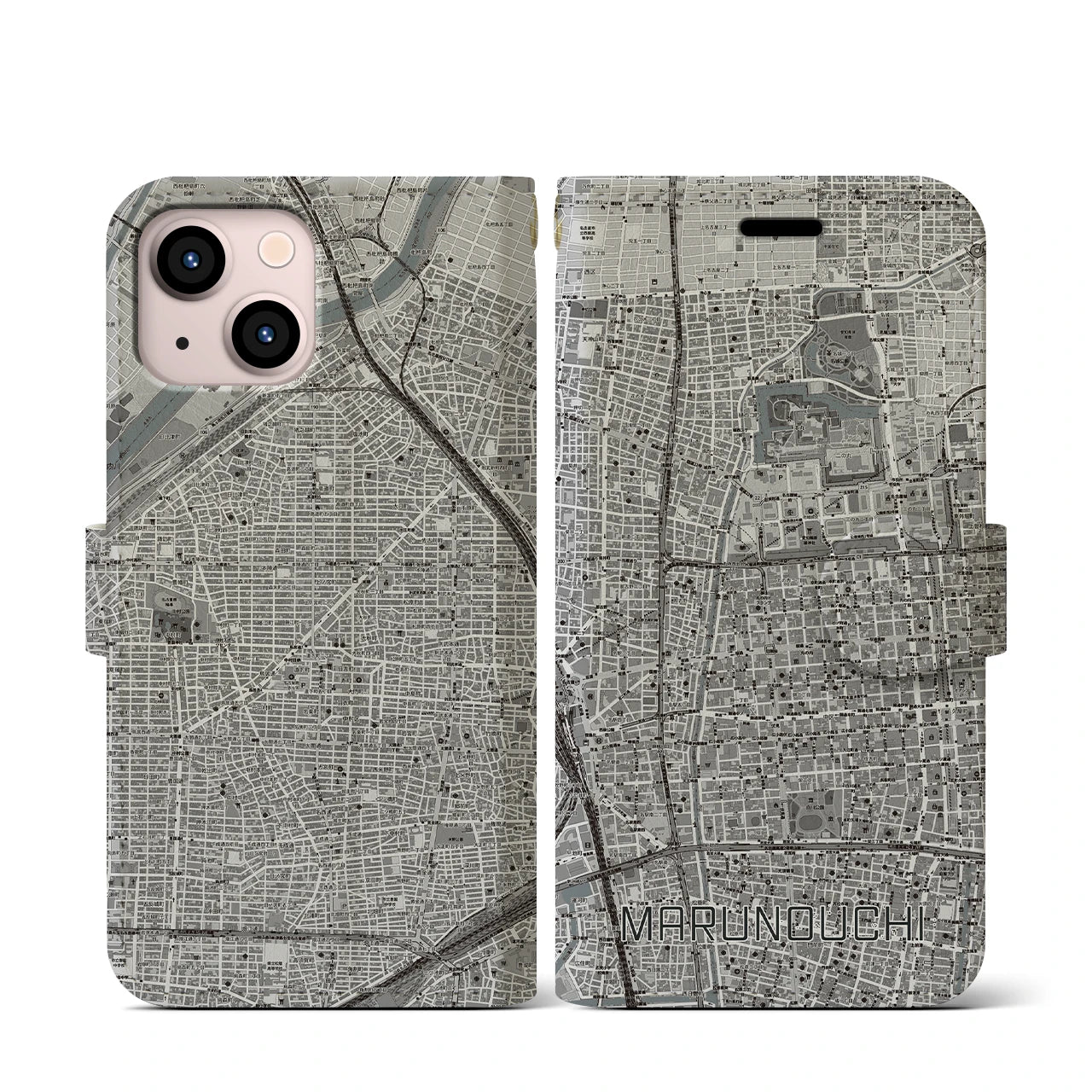 【丸の内(愛知県)】地図柄iPhoneケース(手帳タイプ)