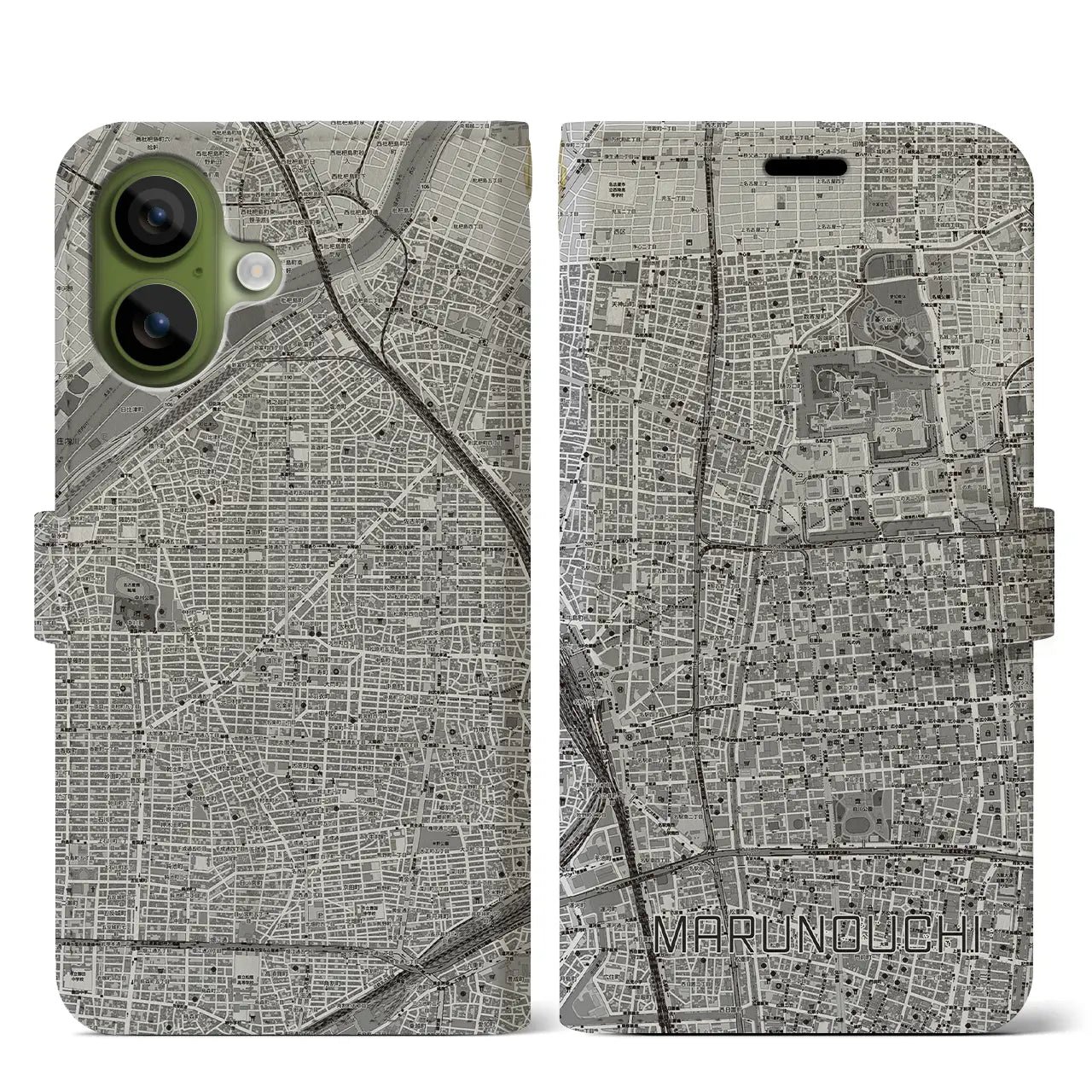 【丸の内(愛知県)】地図柄iPhoneケース(手帳タイプ)