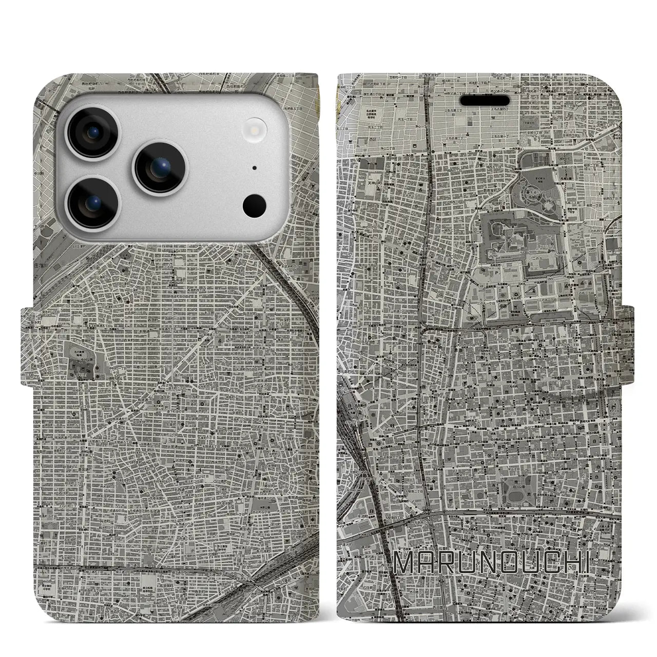 【丸の内(愛知県)】地図柄iPhoneケース(手帳タイプ)