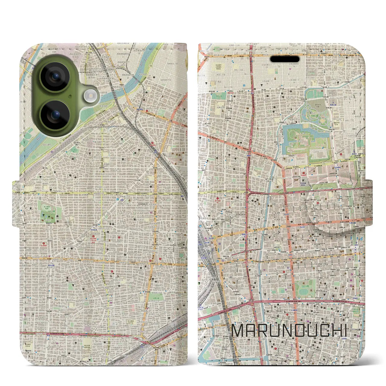 【丸の内(愛知県)】地図柄iPhoneケース(手帳タイプ)