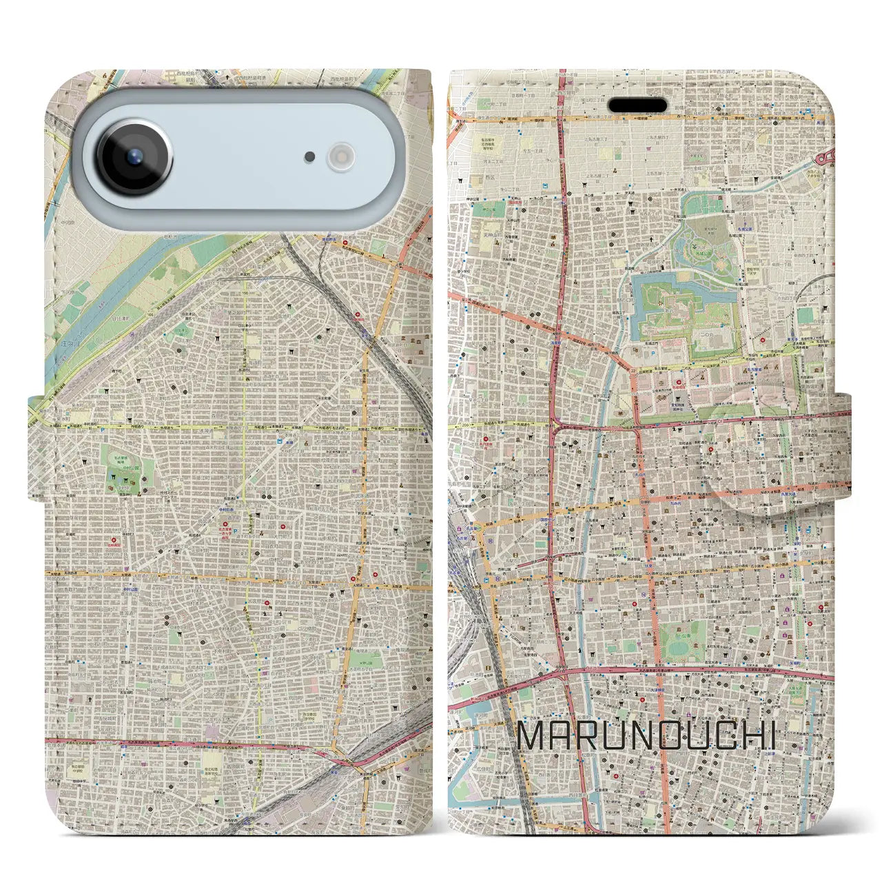 【丸の内(愛知県)】地図柄iPhoneケース(手帳タイプ)