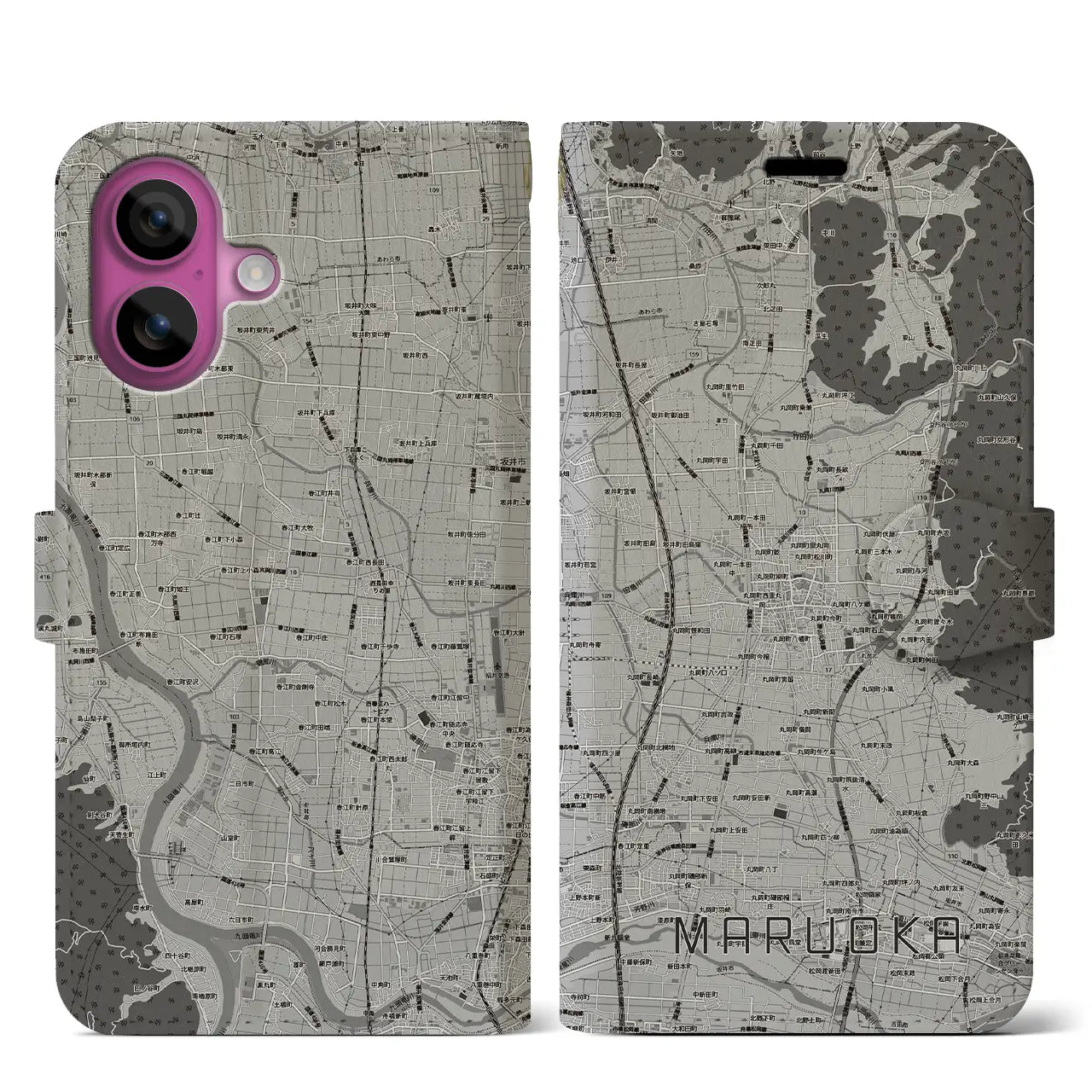 【丸岡(福井県)】地図柄iPhoneケース(手帳タイプ)