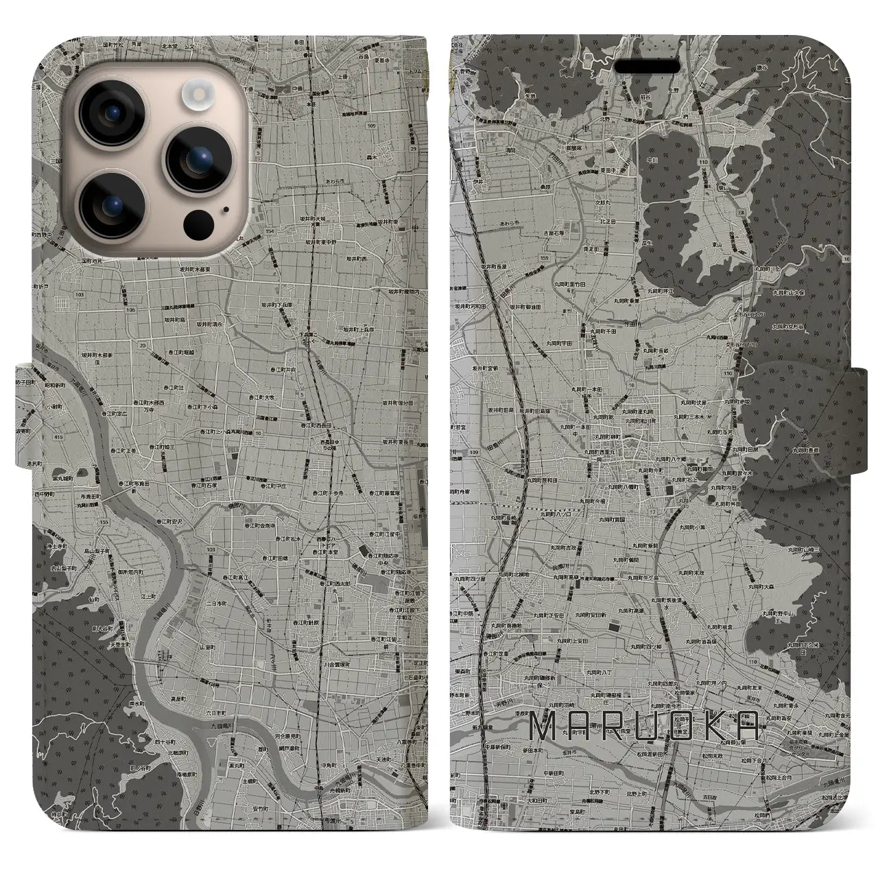 【丸岡(福井県)】地図柄iPhoneケース(手帳タイプ)
