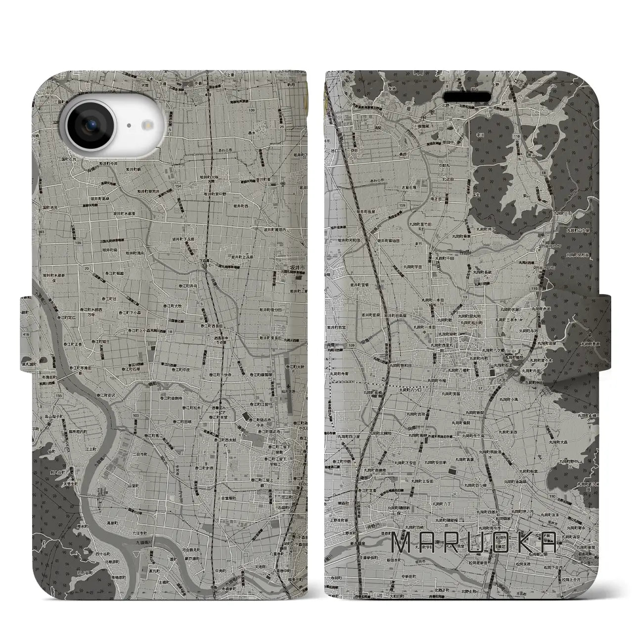 【丸岡(福井県)】地図柄iPhoneケース(手帳タイプ)