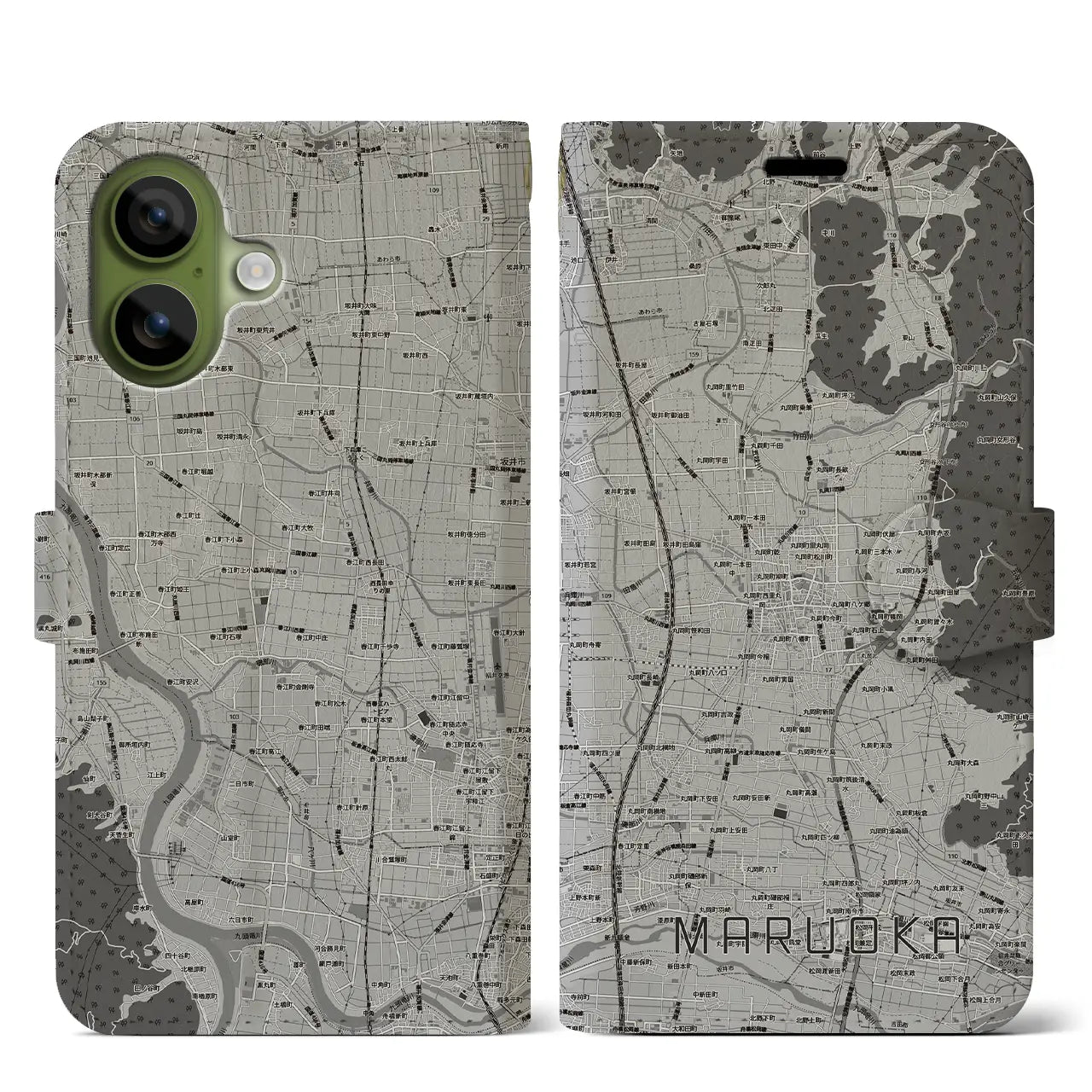 【丸岡(福井県)】地図柄iPhoneケース(手帳タイプ)