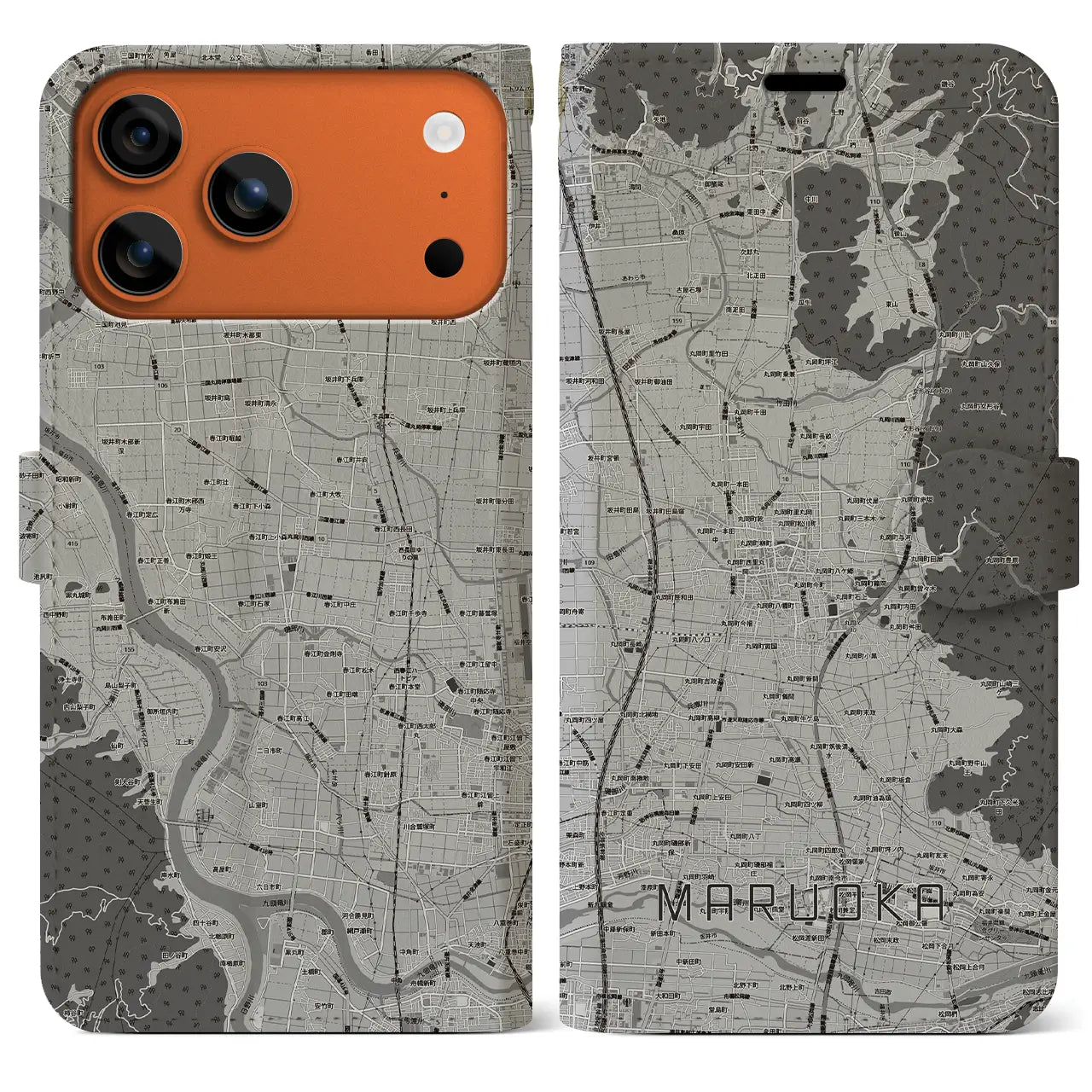 【丸岡(福井県)】地図柄iPhoneケース(手帳タイプ)