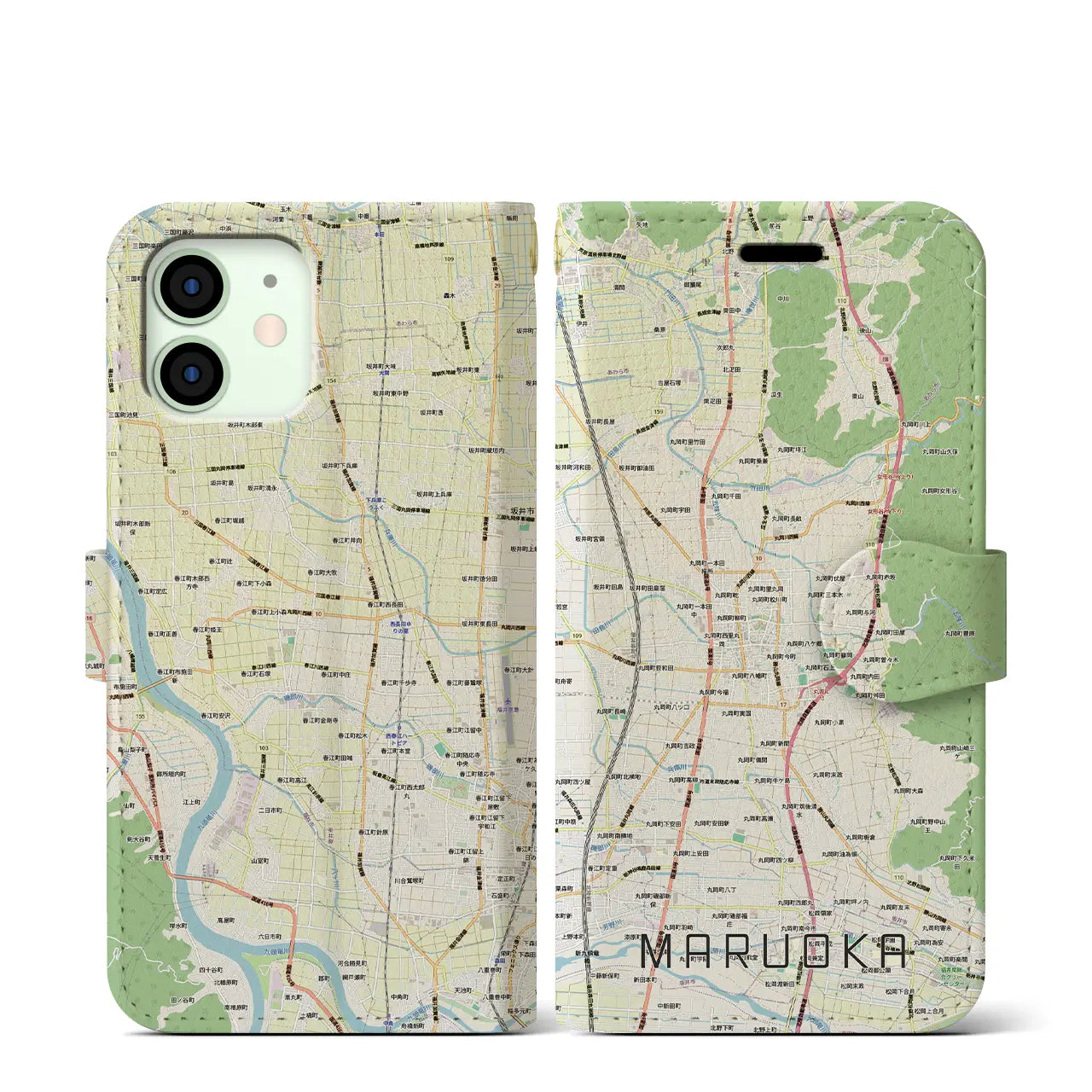 【丸岡(福井県)】地図柄iPhoneケース(手帳タイプ)