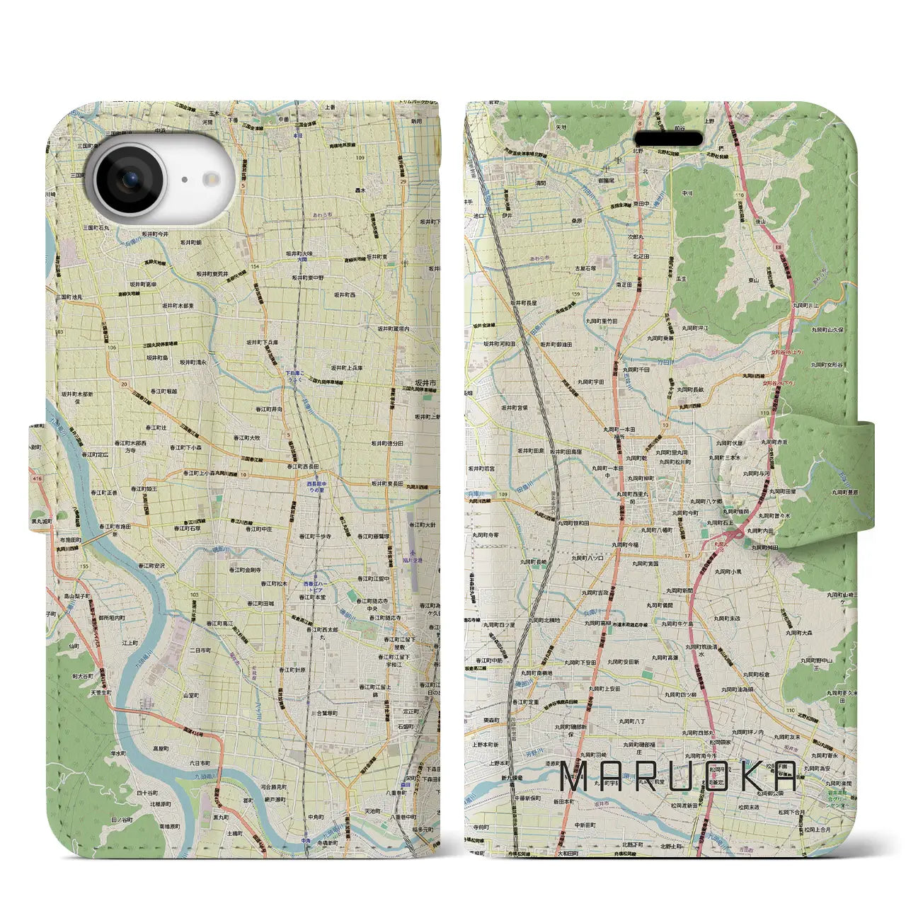 【丸岡(福井県)】地図柄iPhoneケース(手帳タイプ)