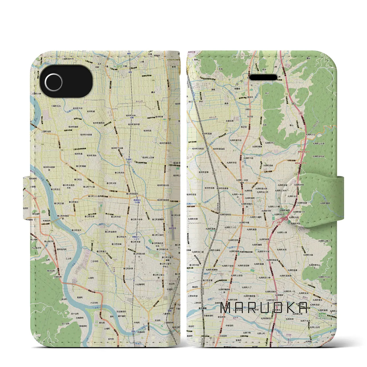 【丸岡(福井県)】地図柄iPhoneケース(手帳タイプ)