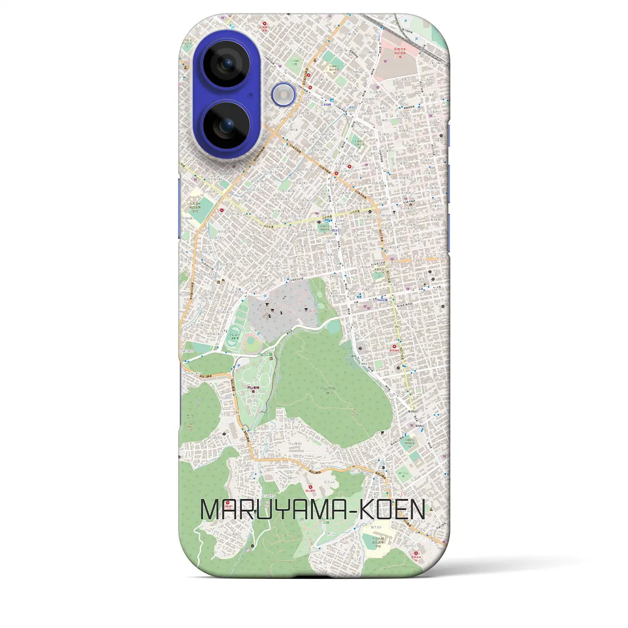 【円山公園(北海道)】地図柄iPhoneケース(バックカバータイプ)ブラック・iPhone 16 Pro Max 用