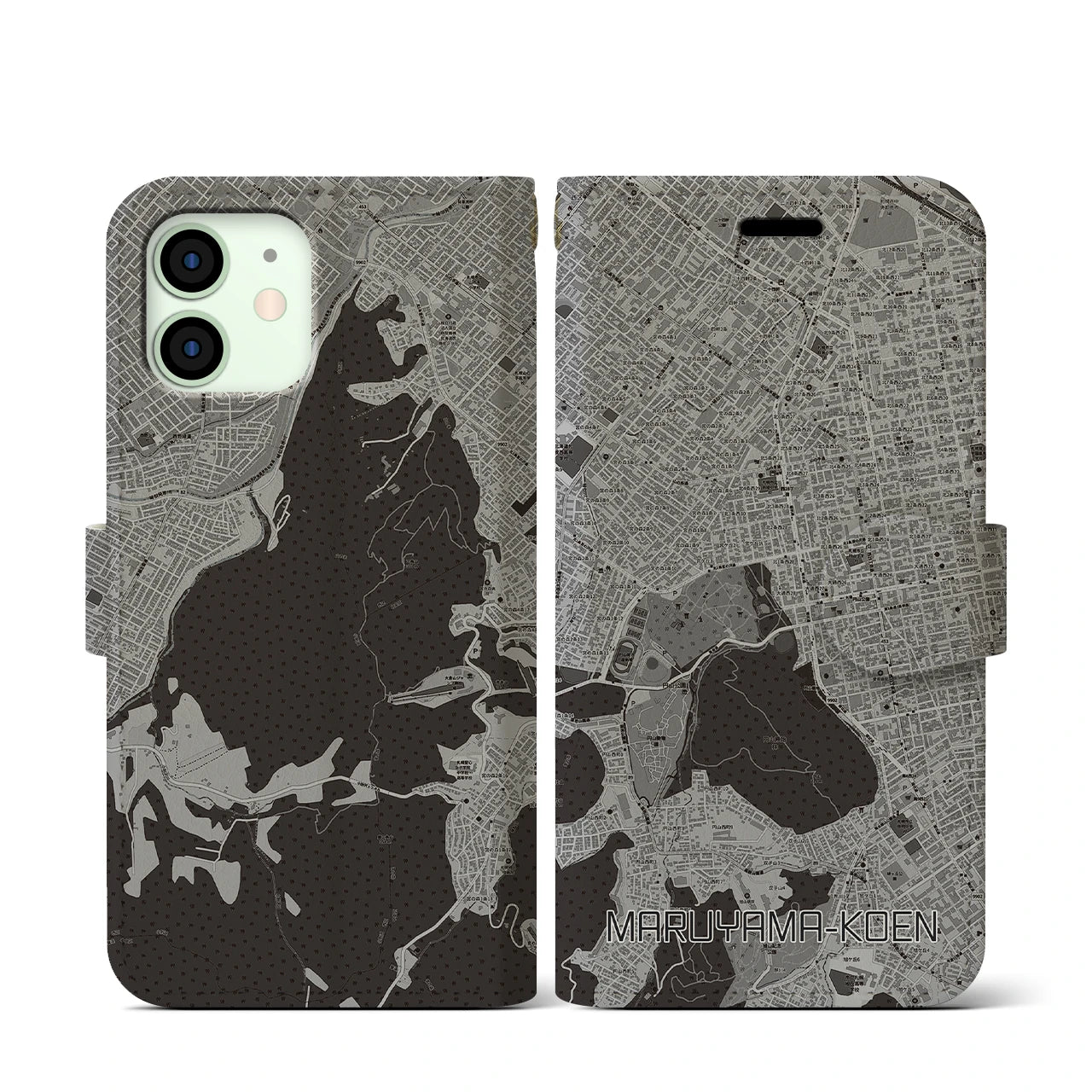 【円山公園(北海道)】地図柄iPhoneケース(手帳タイプ)