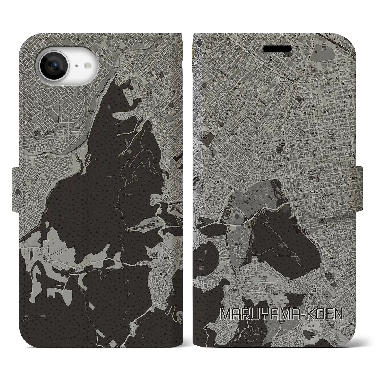 【円山公園(北海道)】地図柄iPhoneケース(手帳タイプ)