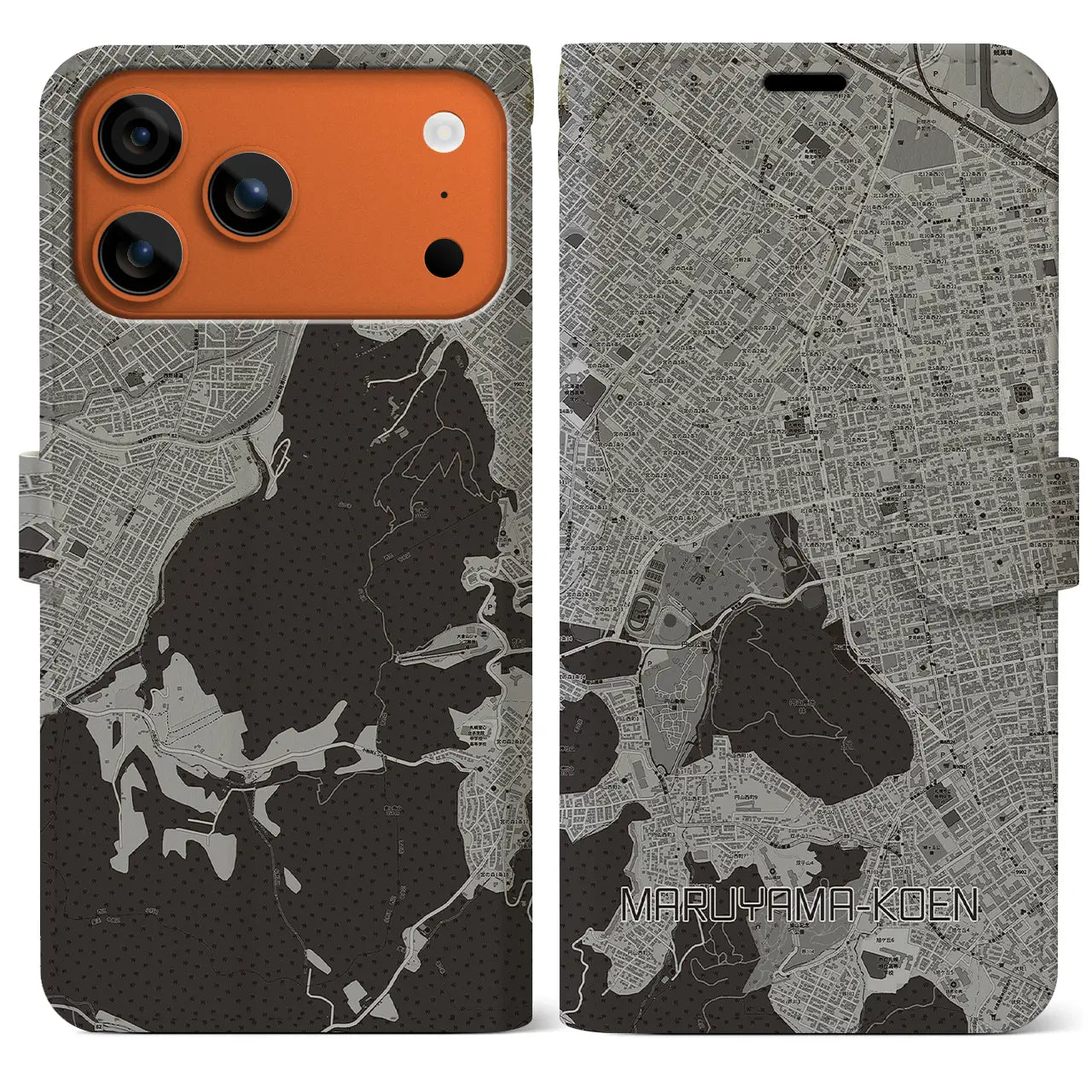 【円山公園(北海道)】地図柄iPhoneケース(手帳タイプ)