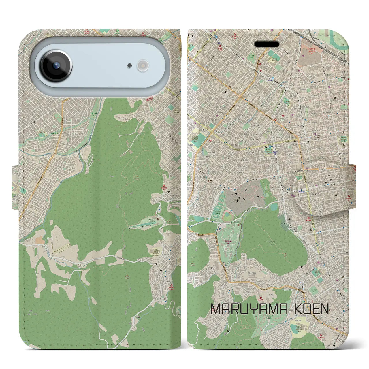 【円山公園(北海道)】地図柄iPhoneケース(手帳タイプ)