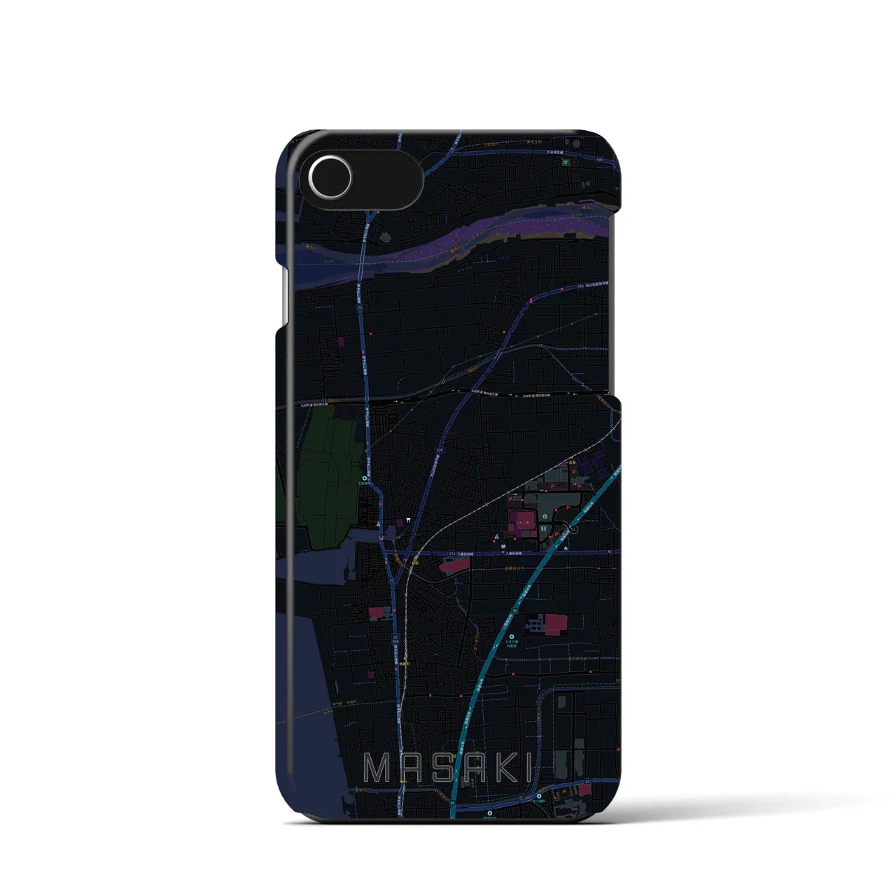 【松前(愛媛県)】地図柄iPhoneケース(バックカバータイプ)