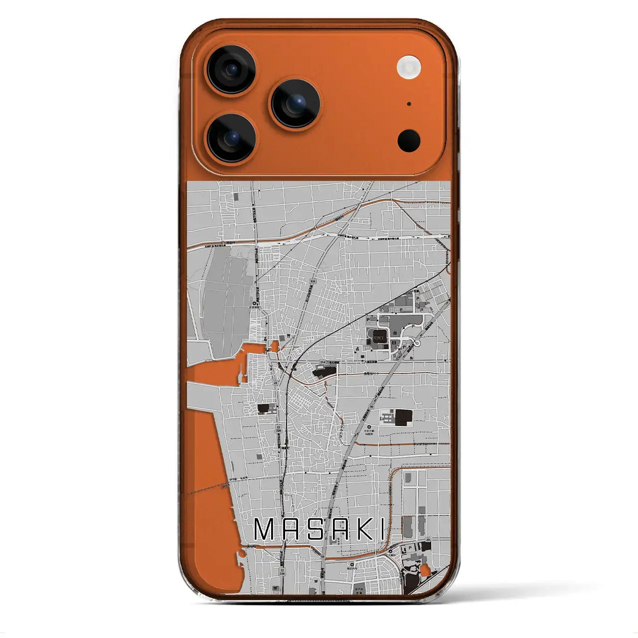 【松前(愛媛県)】地図柄iPhoneケース(クリアタイプ)モノトーン・iPhone 17 Pro Max 用