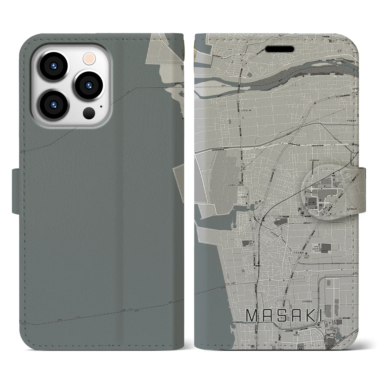 【松前(愛媛県)】地図柄iPhoneケース(手帳タイプ)