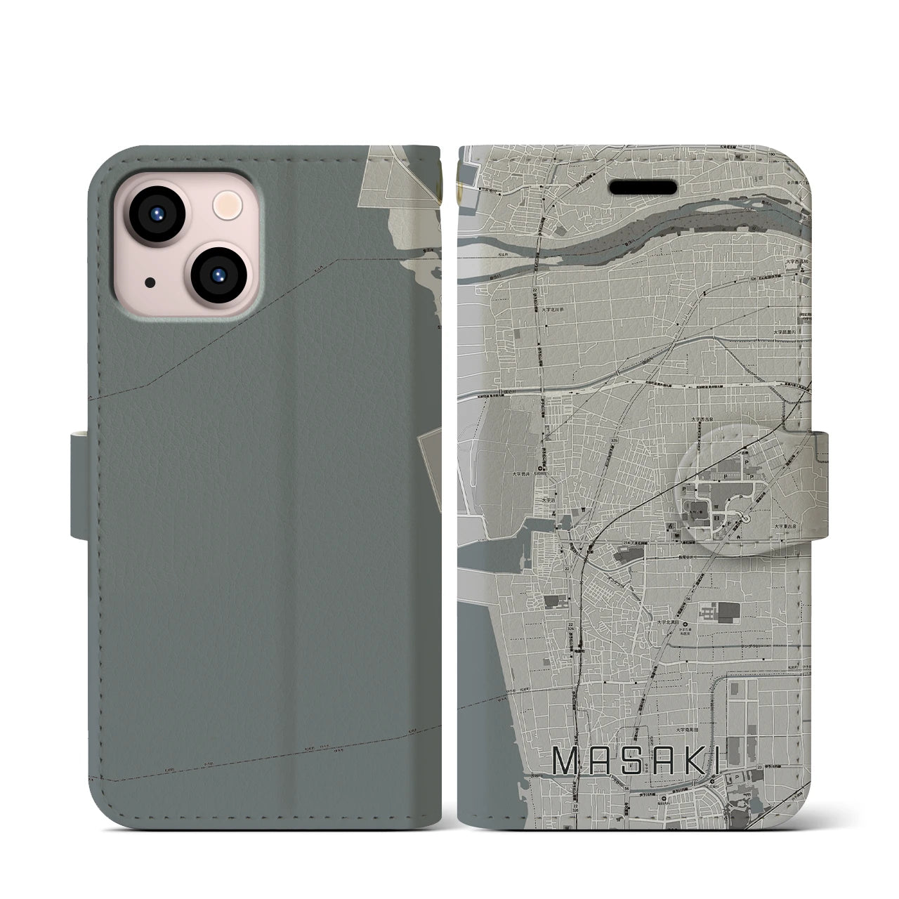 【松前(愛媛県)】地図柄iPhoneケース(手帳タイプ)